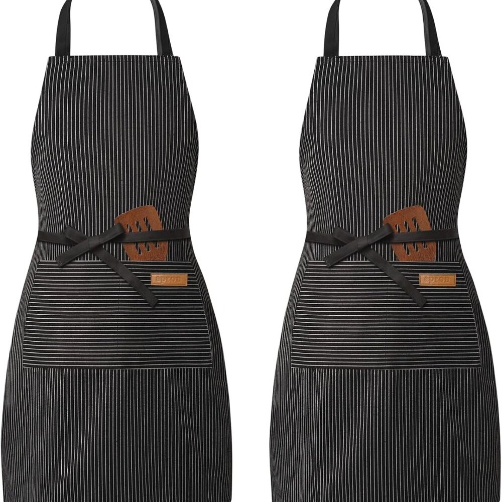 2 Pack Adjustable Bib Apron With 2 Pockets Chef Cooking Kitchen Restaurant Apron